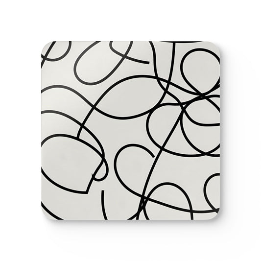 Abstract Single Line Corkwood Coaster Set