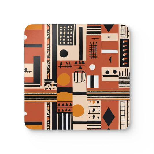 Monotone Tribal Inspired  Corkwood Coaster Set