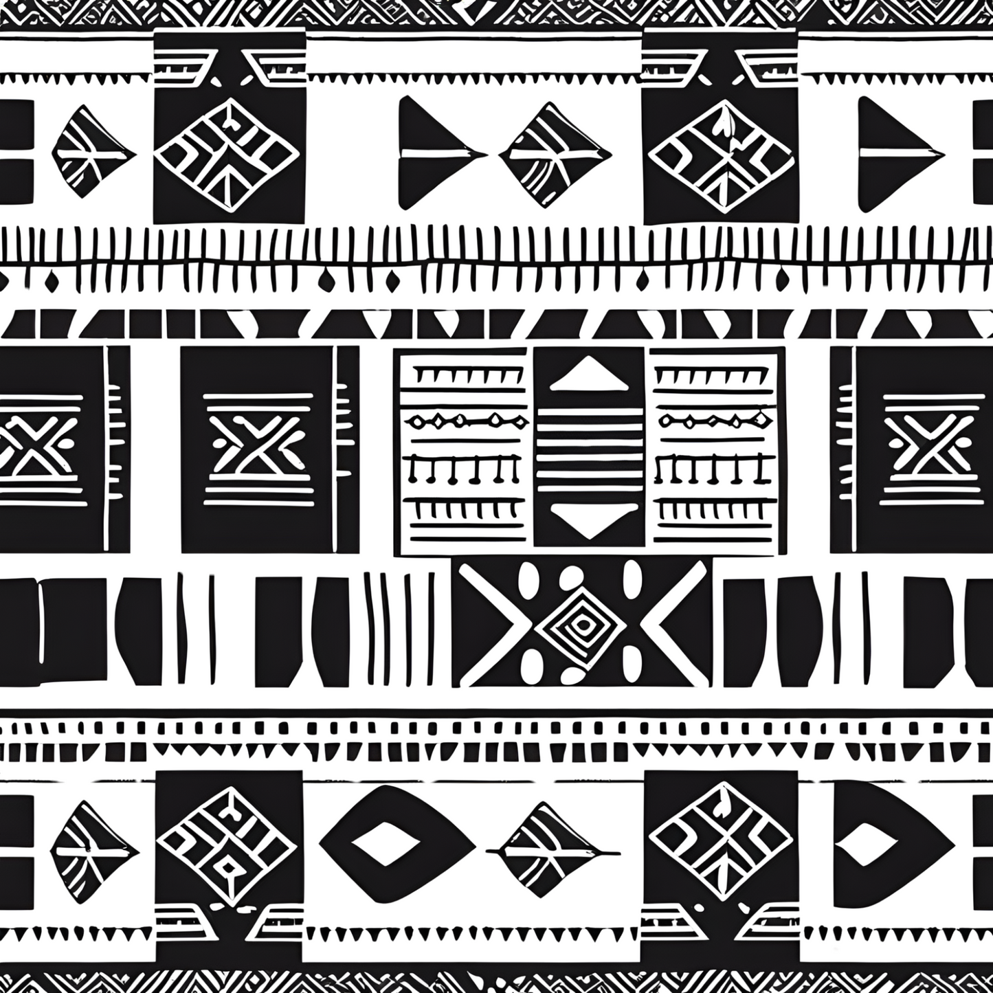 Black & White African Mudcloth Peel & Stick Fabric Wallpaper Mural