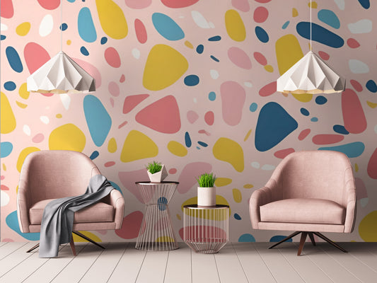 Abstract Terrazzo Peel & Stick Fabric Wallpaper Mural