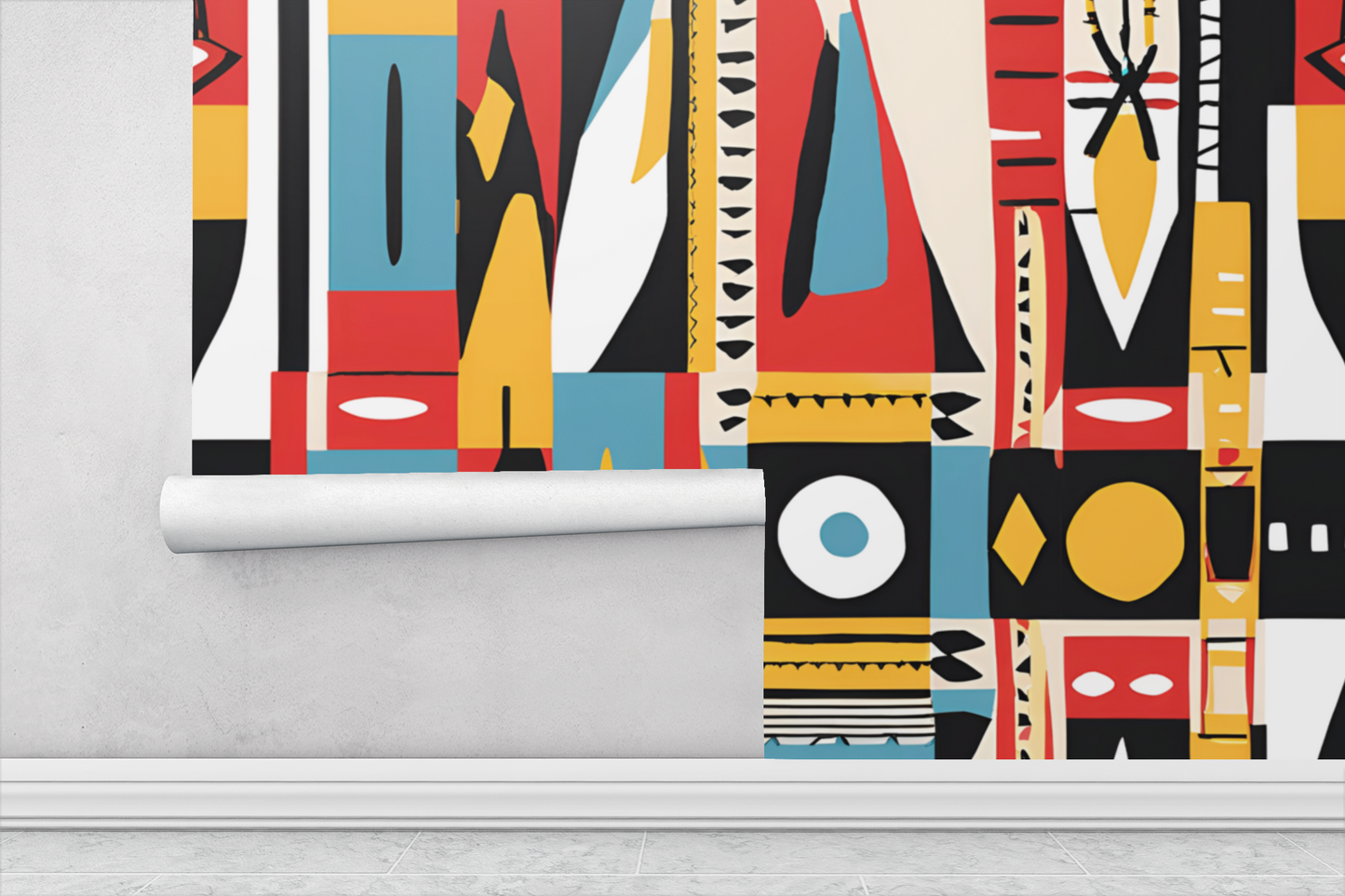 Bold Geometric Tribal Peel & Stick Fabric Wallpaper Mural