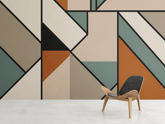Monotone Retro Geometric Peel & Stick Fabric Wallpaper Mural