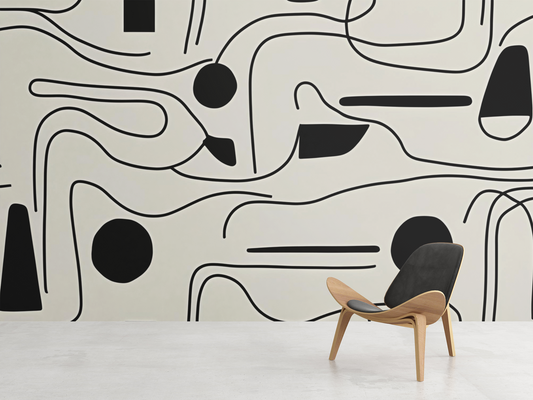 Modern Hieroglyphic Flow Peel & Stick Fabric Wallpaper Mural