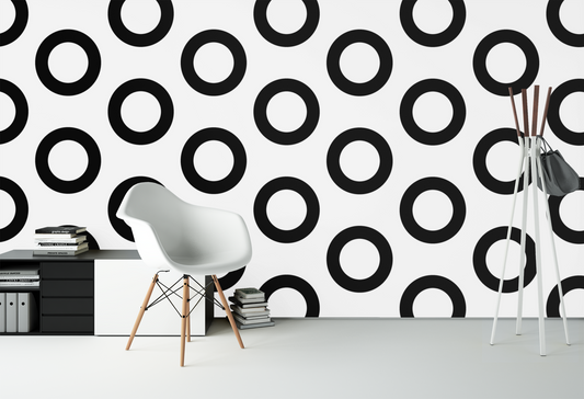 Modern Geometric Circles Peel & Stick Fabric Wallpaper Mural
