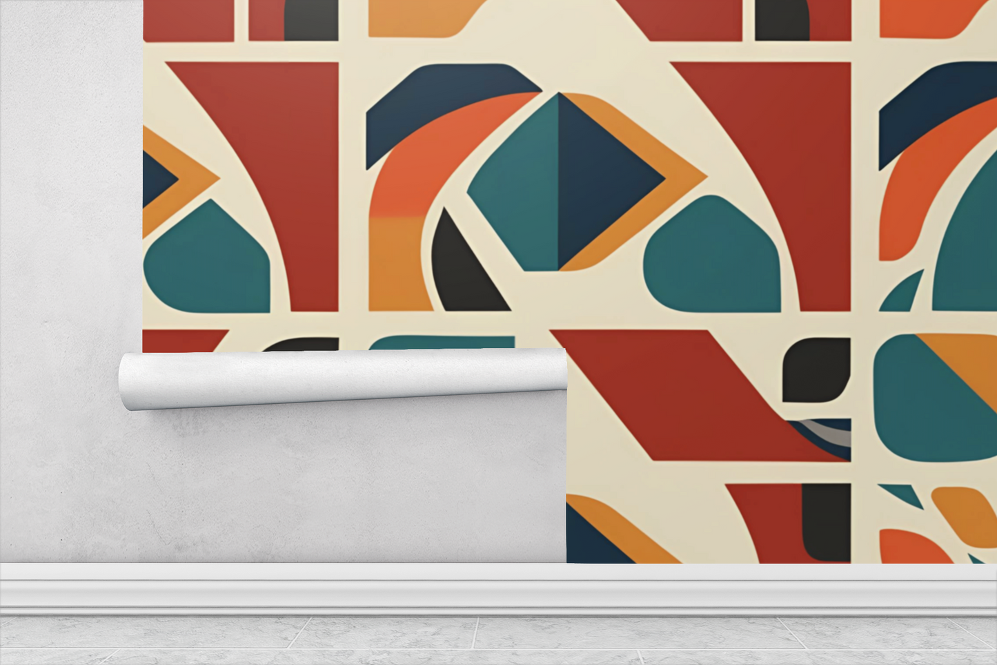 Midcentury Abstract Geometric Peel & Stick Fabric Wallpaper Mural