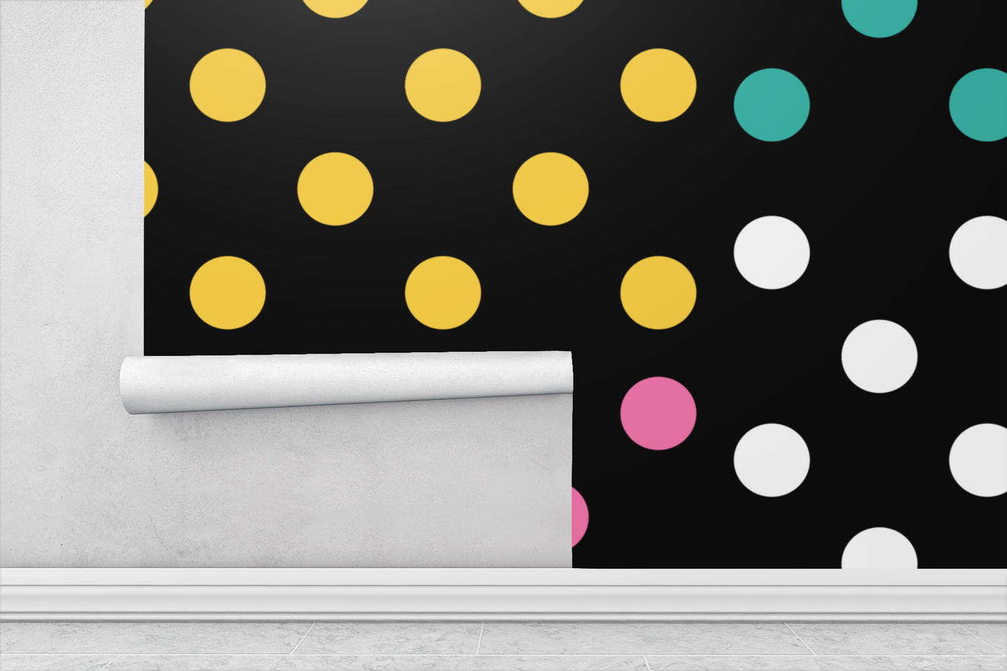 Modern Polka Dots Peel & Stick Fabric Wallpaper Mural