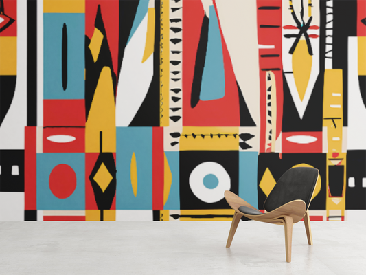 Bold Geometric Tribal Peel & Stick Fabric Wallpaper Mural
