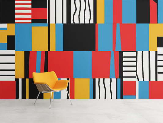 Abstract Color Block Peel & Stick Fabric Wallpaper Mural