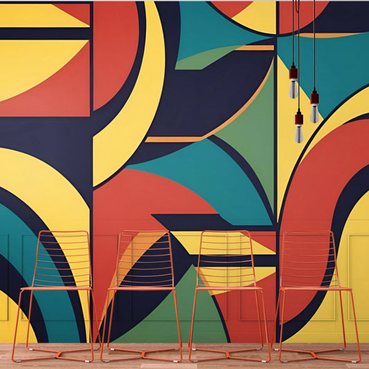 Modern Retro Geometric Peel & Stick Fabric Wallpaper Mural