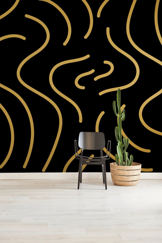 Wavy Lined Peel & Stick Fabric Wallpaper Mural