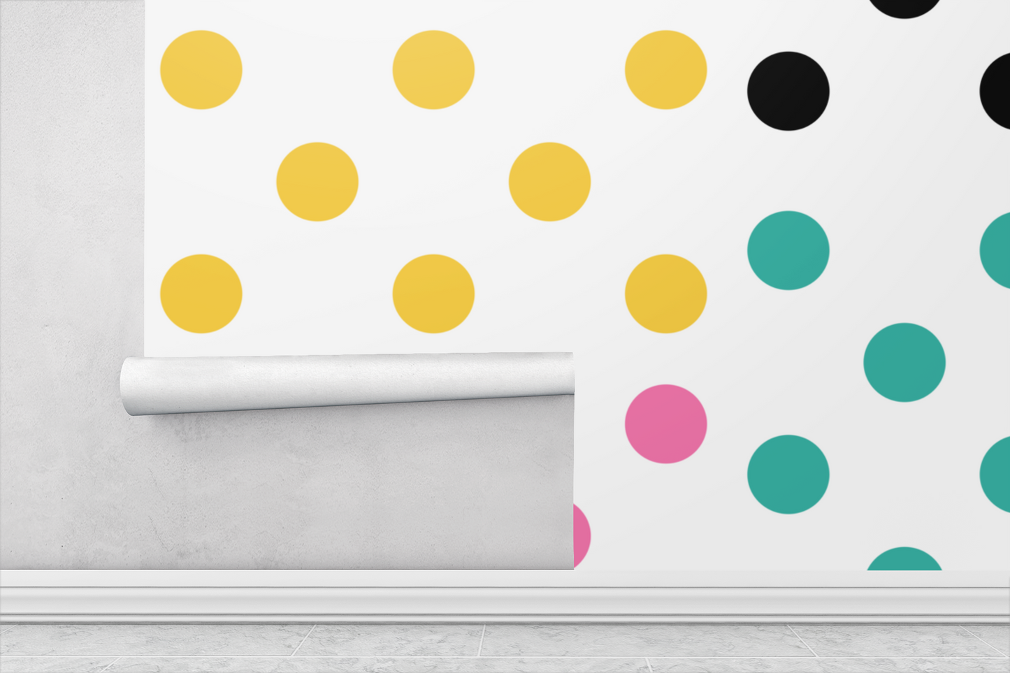 Modern Polka Dots Peel & Stick Fabric Wallpaper Mural