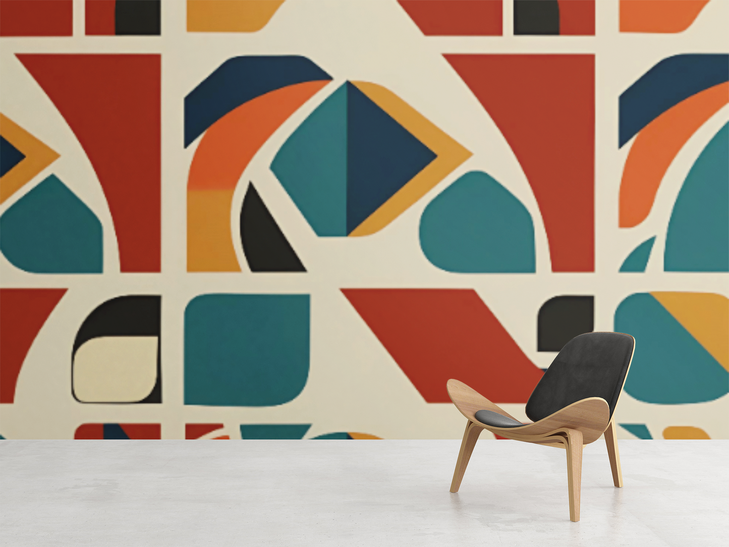 Midcentury Abstract Geometric Peel & Stick Fabric Wallpaper Mural