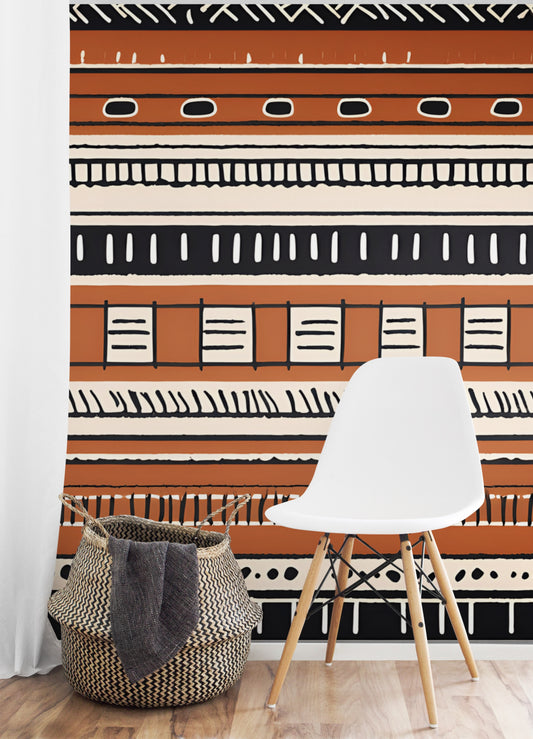 Afrocentric Boho Peel & Stick Fabric Wallpaper Mural